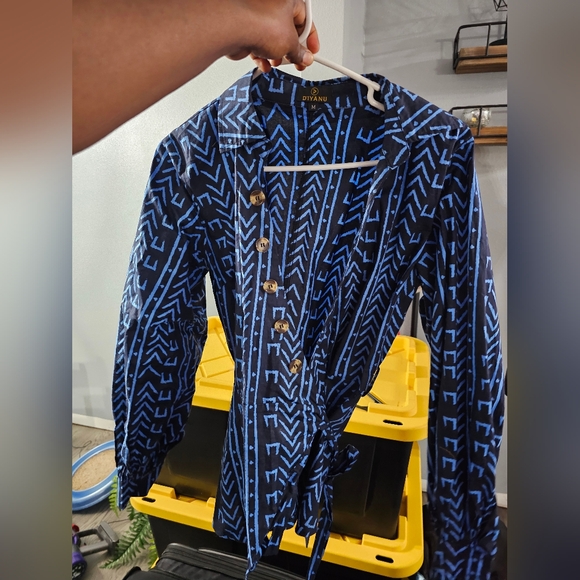 Diane von Furstenberg Blue Patterned Blouse - Picture 1 of 3